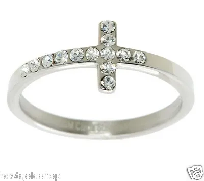 QVC Pave Crystal Cross Ring Stainless Steel By Design J279114 FREE SHIPPING • $22.42