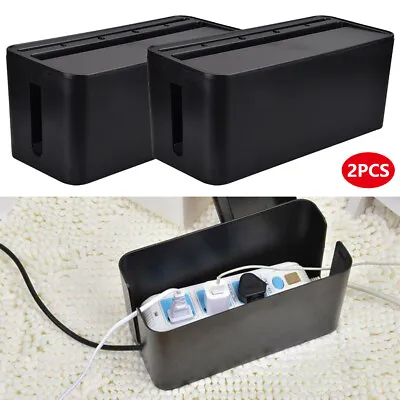 2PCS Large Cable Wire Cord Storage Box Management Socket Tidy Safety Organizer • £32.39