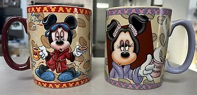 Disney MICKEY & MINNIE MOUSE Mornings Aren't Pretty XL 30 Oz Coffee MUG SET • $45