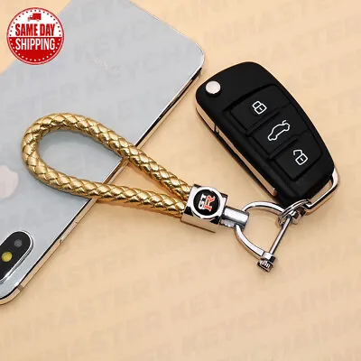 Gold Weave Calf Leather GTR Logo Car Home Key Chain Ring Gift Decoration Sport • $12.99