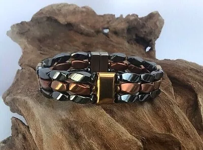 Copper Black Magnetic Therapy Bracelet High-Power Pain Rare-Earth Magnets Triple • $49.99