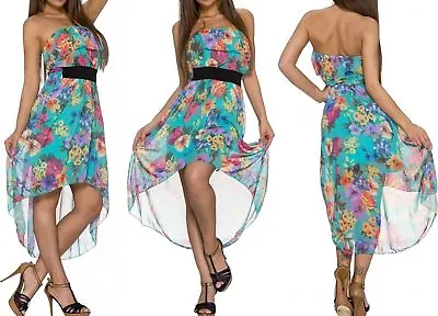 Sexy Miss Ladies Mullet Chiffon Mini Dress Bandeau Valance Flowers SX/S NEW • $31.89