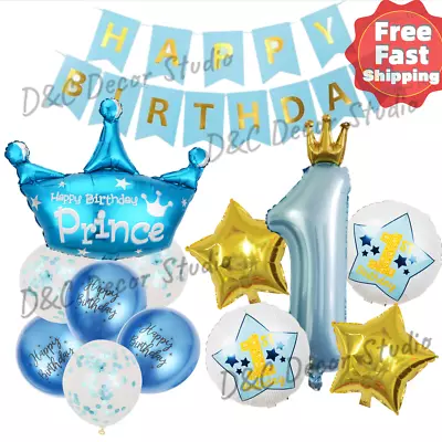 Baby First 1 Year Old Foil Latex Helium Balloon Set Birthday Party Baby Girl Boy • $25.80