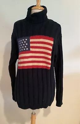 Ralph Lauren Vintage Rare Cable Turtleneck Flag Sweater • $115