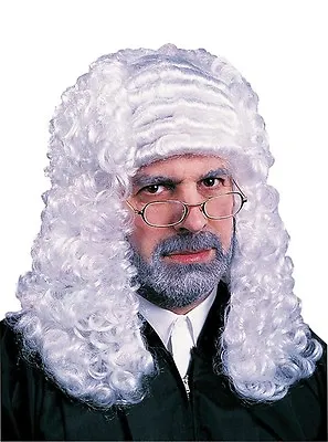 Adult White Barrister Colonial Judge Costume Wig • $22.96