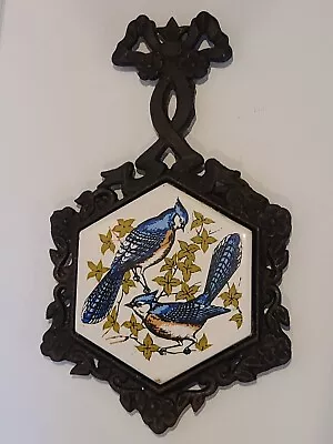 Vintage Cast Iron Trivet With Ceramic Tile Blue Jays By LEGO • $14.99