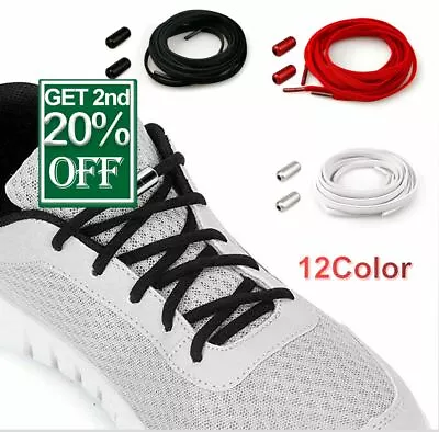 No Tie Shoe Laces Flat Elastic Shoe Laces Lazy Easy Sneakers ShoeLaces 110cm • $3.95