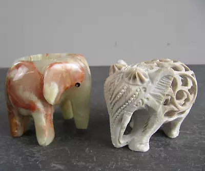 Vintage Carved Stone Elephants  • £8