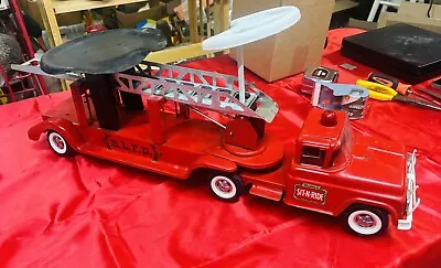 Vintage Buddy L Sit N Ride Ladder Fire Truck Pressed Steel Made In USA • $50