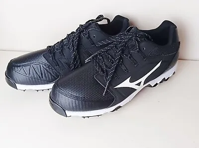 Mizuno Women's 9-Spike Swift 6 Metal Softball Cleats Size 10 Black White NWOT • $29.95