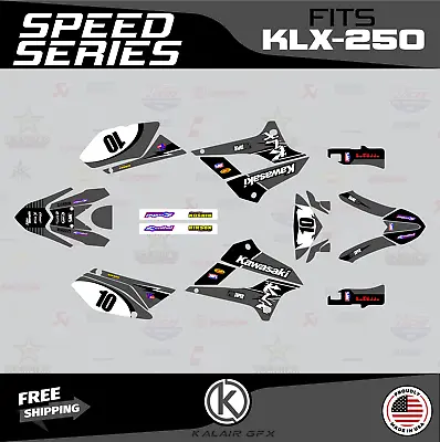 $79.99 • Buy Graphics Kit For Kawasaki KLX250 (2008-2020) KLX 250 Speed-Grey