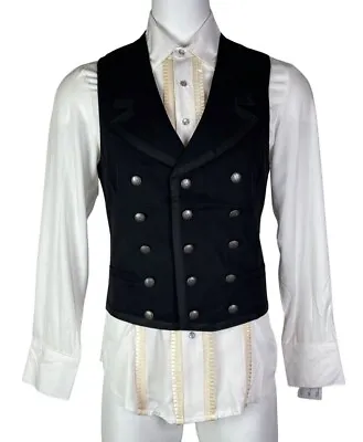 Shrine Gothic Commodore Black Retro Vampire Victorian Pirat Steampunk Vest  • $103.94