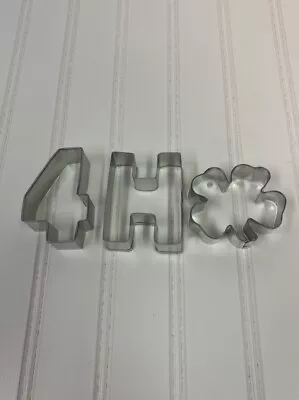 4-h 4h Letters & Clover Lucky 4 Pledge Head Heart Health Hands Cookie Cutter • £7.78