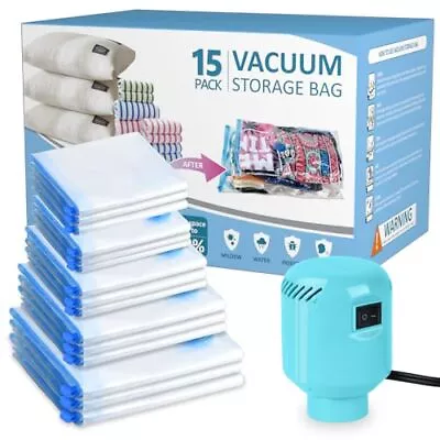 Vacuum Storage Bags For Travel With Electric Air Pump15 Pack(3 Jumbo3 Large... • $34.21