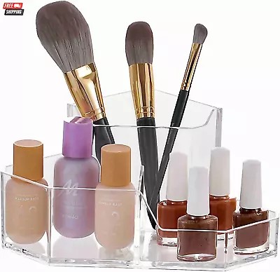 Makeup Brush Holder Organizer 3 Slot Cosmetics Storage Makeup Brushes Cup On Va • $14.60