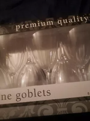 Clear Premium Plastic Wine Goblets Box Set (8) AMSCAN New  8 Oz • $7.08