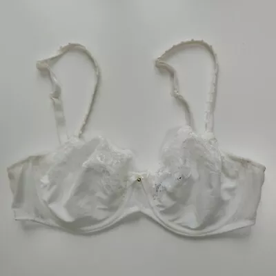 Marie Jo Size 36C White Floral Lacey Bra Underwired Non Padded Pretty Bow • £8.99