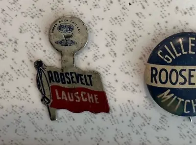 Rare 1944 President Roosevelt Lausche Vintage Campaign Lapel Pin Button + Nixon • $49.99