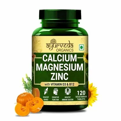 $22 • Buy Ayurveda Organics Calcium Magnesium Zinc Vitamin D3 & B12 Bone Health & Joint
