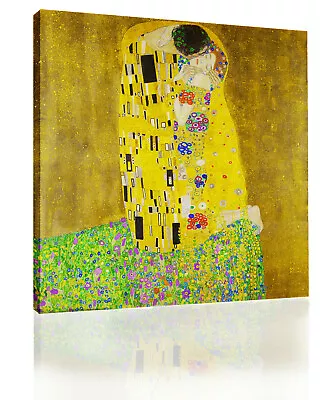 Gustav Klimt The Kiss Canvas Wall Art Picture Print Oil Painting • £21.49