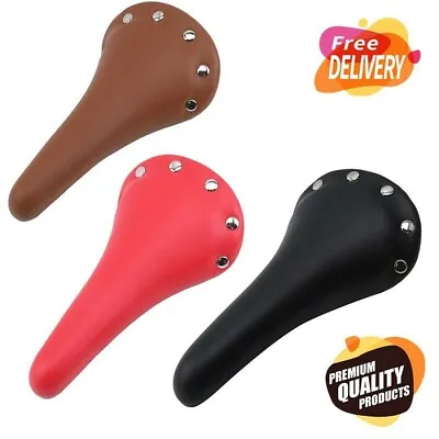 Vintage Leather Bicycle Saddle Road Bike MTB Soft Saddles Retro Seat Cushions • $19.37