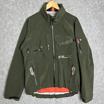 Ralph Lauren RLX Jacket Mens M Green Hooded Raincoat Waterproof Tactical Utility • £125