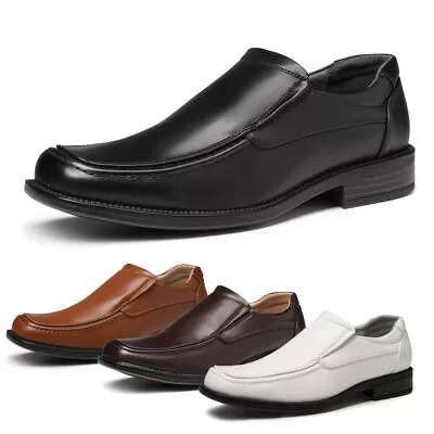 Men's Square Toe Formal Dress Loafers Shoes Casual Work Shoes BLACK Size 6.5-15 • $31.99