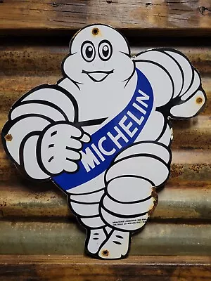 Vintage Michelin Man Porcelain Sign 16  Tire Automobile Car Parts Supply Sales • $220.20