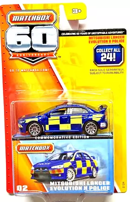 Matchbox 60th Anniversary Commemorative Ed. Mitsubishi Lancer Evolution X Police • $24.98