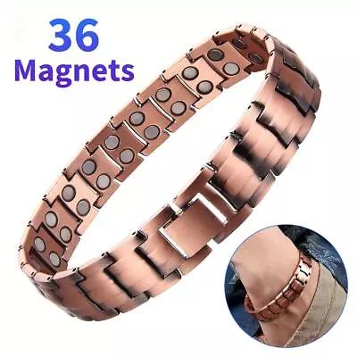 Men's Bracelet Magnetic Therapy Arthritis Pain Relief Pure Solid Copper Bangle + • $6.99