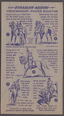 Nabisco Straight Arrow Card Book 1 #31 Horsemanship-Proper Mounting 1949 • $9.99