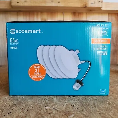 4 Pack Ecosmart 65w 4in Downlight Dimmable Soft White Screw-in Base • $19.99