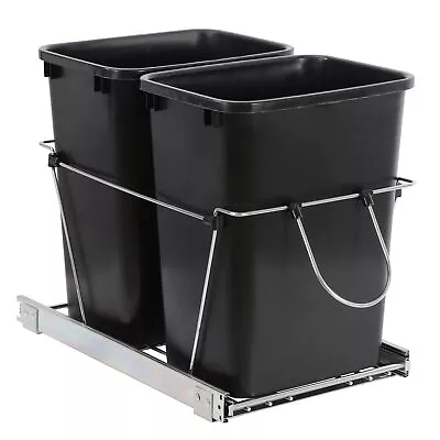 35-Quart Pull Out Trash Can Waste Double/Single Bin Under Cabinet Kitchen Black • $59.58