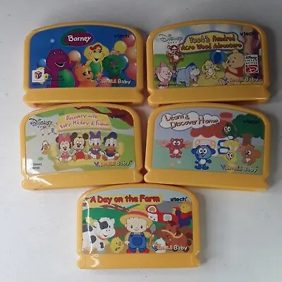 $20 • Buy LOT OF 5 VTech V.Smile Baby Game Cartridge/Winnie- Pooh/Barney/ Mickey & Friends