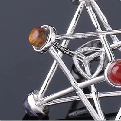 £4.24 • Buy Merkaba Pendant Natural Stone Healing Hollow Star Point  Reiki 7Chakra Necklaces