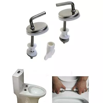 2pcs Toilet Seat Fix Fitting Stainless Steel Back To Wall Replacement Hinges • $22.99