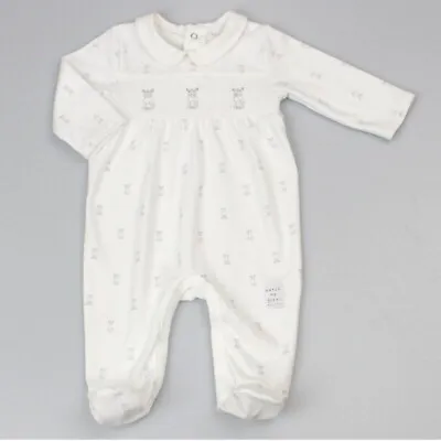 Babys Unisex Spanish Style Smocked Sleepsuit ~ Zebra ~ Watch Me Grow 0-9 Mths • £11.99