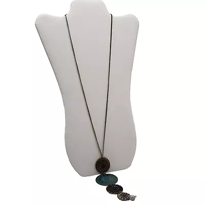 Mixed Metal Tone Chain Necklace With Series Of Graduated Mandala Pendants • $6.80