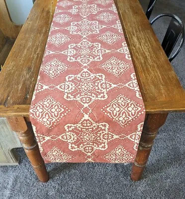 Pottery Barn Table Runner Cotton Linen 18x108 Terra Cotta Batik Medallion Unused • $71.25