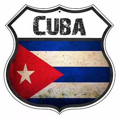 Cuba Country Flag Novelty Highway Shield Aluminum Metal Sign • $14.99