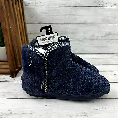 Women's MUK LUKS Leigh Slipper Boots Navy Blue Size 9 NWT • $19.99