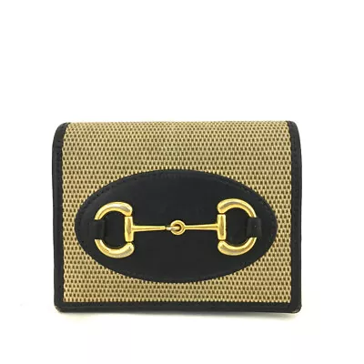 GUCCI Horse Bit Canvas Leather Bifold Wallet /1S0306 • $15.50