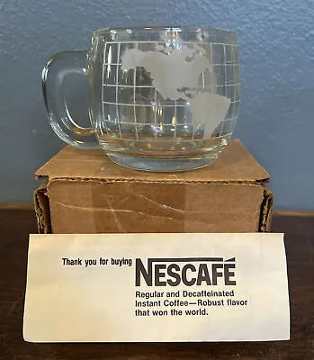 Nestle Nescafé Around The Globe Thick Glass 6oz Coffee Mug - NIB (New Old Stock) • $12.99