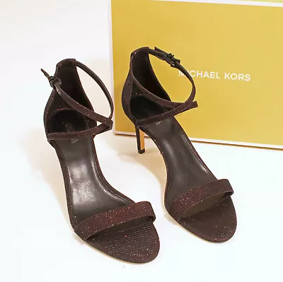 Michael Kors AVA Bronze Black Glitter Stiletto Sandals US-9M In Box • $29.99