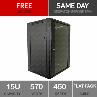 £86 • Buy 15U Server Rack Network Cabinet 19 Inch 570 X 450mm Black