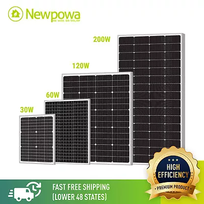 Newpowa 24V Series Solar Panel 30-200W High Efficiency Monocrystalline Off-gird • $132.79