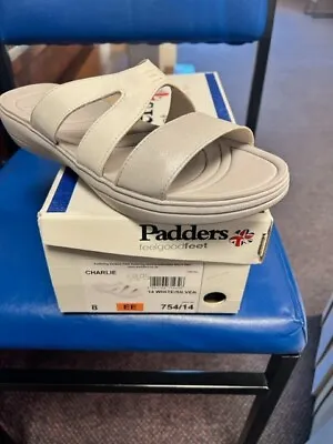 Padders Charlie Ladies' Leather Sliders/sandals Silver Size 8. New In Box. • £45