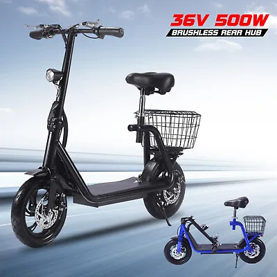 500w Sports Electric Scooter Adult W/ Seat 36v 12ah Electric Moped Ebike E-Score • $599.99