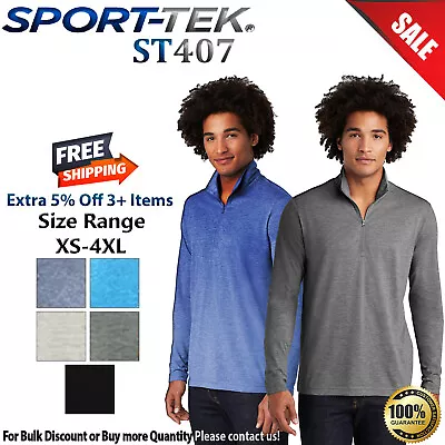 Sport-Tek ST407 Mens Long Sleeve Lightweight Tri Blend Wicking 1/4-Zip Pullover • $30.46