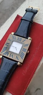 100% Authentic Vintage Cartier Obus Large 50X50 Mm Watch Enamel Numerals • $779